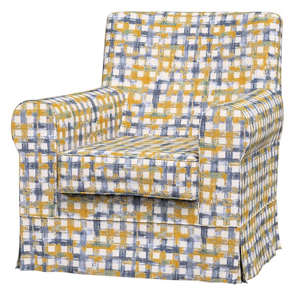 Potah na křeslo IKEA Ektorp Jennylund barva modrá látka pletený vzor, vzorované