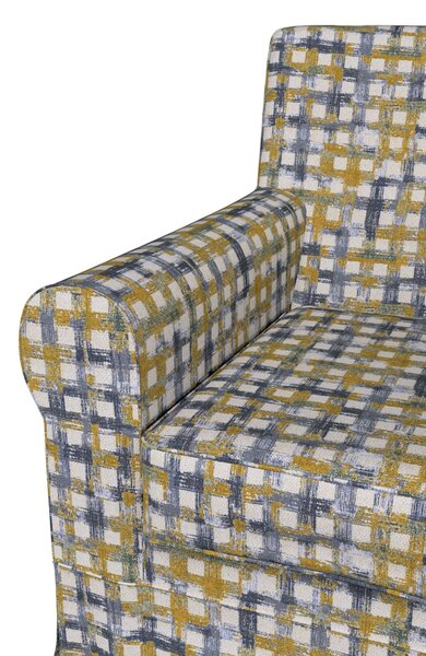 Potah na křeslo IKEA Ektorp Jennylund barva modrá látka pletený vzor, vzorované