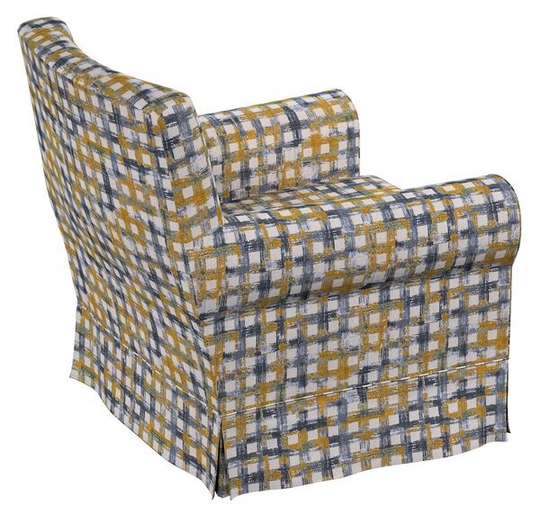 Potah na křeslo IKEA Ektorp Jennylund barva modrá látka pletený vzor, vzorované