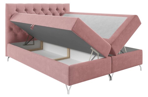 KONDELA Boxspringová postel, 160x200, růžová látka Velvet, GULIETTE + dárek