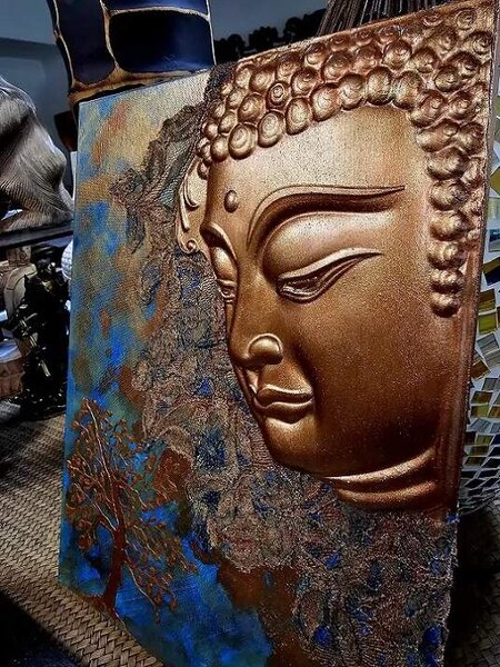 Obraz Budha hledící, ruční malba, 40x30 cm