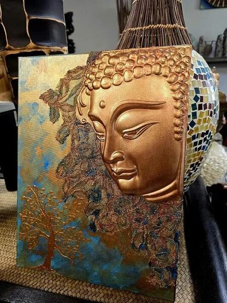 Obraz Budha hledící, ruční malba, 40x30 cm