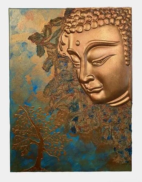 Obraz Budha hledící, ruční malba, 40x30 cm