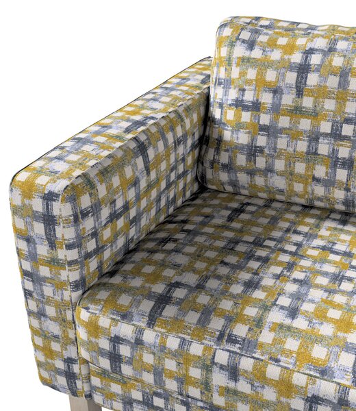 Potah na pohovku IKEA Karlstad 3-místná, nerozkládací, krátký barva modrá látka pletený vzor, vzorované