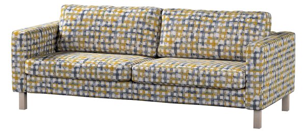 Potah na pohovku IKEA Karlstad 3-místná, nerozkládací, krátký barva modrá látka pletený vzor, vzorované