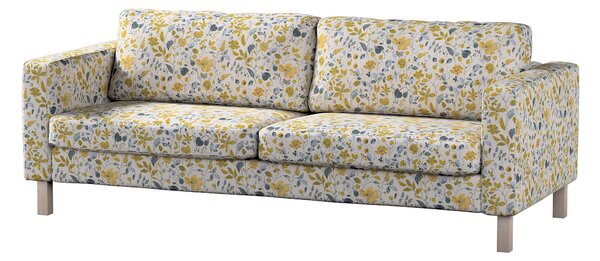 Potah na pohovku IKEA Karlstad 3-místná, nerozkládací, krátký barva žlutá látka pletený vzor, vzorované