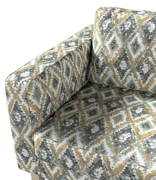 Potah na pohovku IKEA Karlstad 3-místná, nerozkládací, krátký barva modrá látka pletený vzor, vzorované