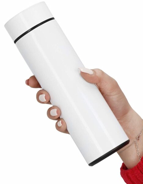Nerezová termoska s teploměrem a sítkem 500 ml SPRINGOS KI0128 bílá