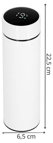 Nerezová termoska s teploměrem a sítkem 500 ml SPRINGOS KI0128 bílá