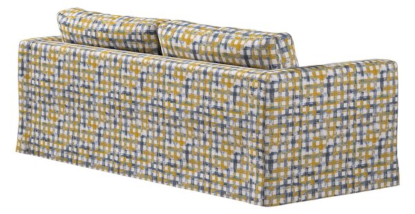 Potah na pohovku IKEA Karlstad 3-místná, nerozkládací, dlouhý barva modrá látka pletený vzor, vzorované