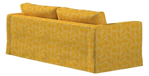 Potah na pohovku IKEA Karlstad 3-místná, nerozkládací, dlouhý barva žlutá látka pletený vzor, vzorované
