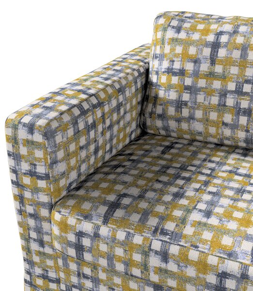 Potah na pohovku IKEA Karlstad 3-místná, nerozkládací, dlouhý barva modrá látka pletený vzor, vzorované