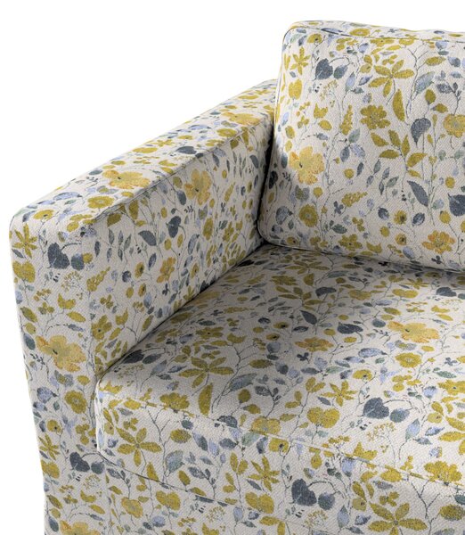 Potah na pohovku IKEA Karlstad 3-místná, nerozkládací, dlouhý barva žlutá látka pletený vzor, vzorované