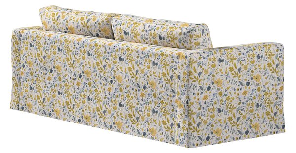 Potah na pohovku IKEA Karlstad 3-místná, nerozkládací, dlouhý barva žlutá látka pletený vzor, vzorované