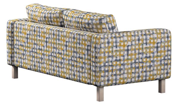 Potah na pohovku IKEA Karlstad 2-místná, nerozkládací, krátký barva modrá látka pletený vzor, vzorované