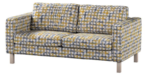 Potah na pohovku IKEA Karlstad 2-místná, nerozkládací, krátký barva modrá látka pletený vzor, vzorované