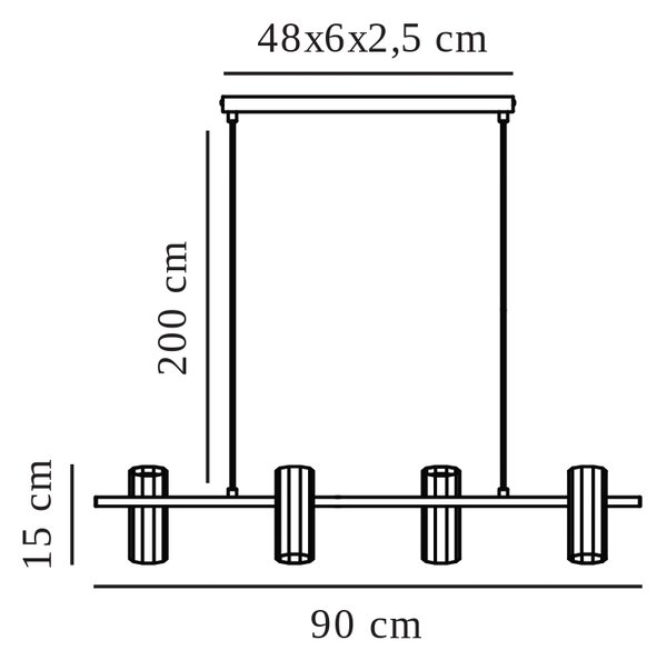 Nordlux Černé kovové závěsné světlo Alanis 90 cm