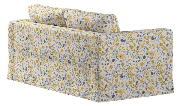Potah na pohovku IKEA Karlstad 2-místná , nerozkládací, dlouhý barva žlutá látka pletený vzor, vzorované
