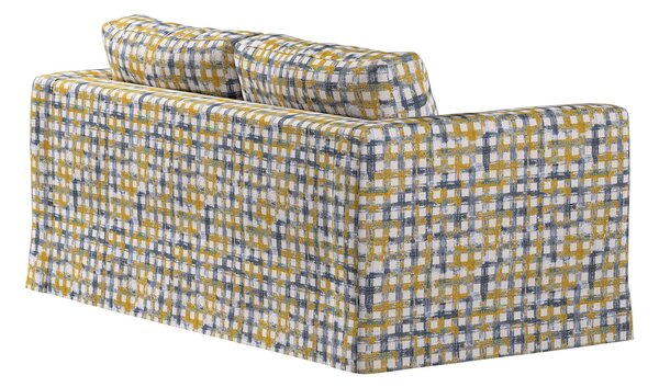 Potah na pohovku IKEA Karlstad 2-místná , nerozkládací, dlouhý barva modrá látka pletený vzor, vzorované