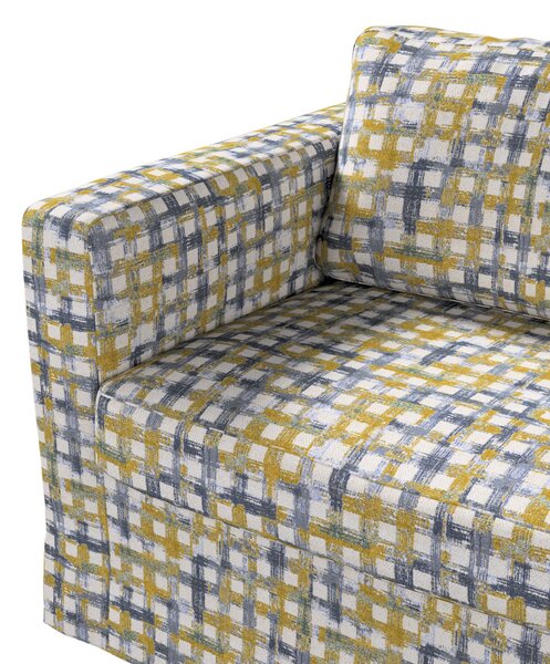 Potah na pohovku IKEA Karlstad 2-místná , nerozkládací, dlouhý barva modrá látka pletený vzor, vzorované