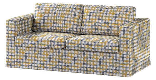 Potah na pohovku IKEA Karlstad 2-místná , nerozkládací, dlouhý barva modrá látka pletený vzor, vzorované