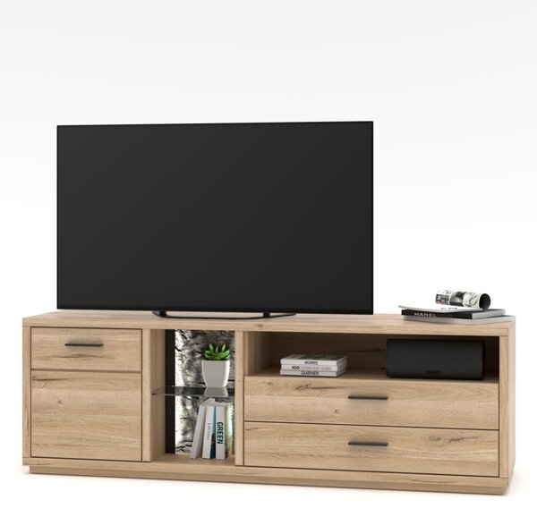 TV stolek ROCA I (Dub Bianco + Černá)