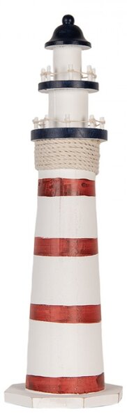 Dekorace červeno-modro-bílý dřevěný maják Breskens – 15x48 cm