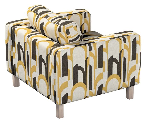 Potah na křeslo IKEA Karlstad, krátký barva vícebarevná látka pletený vzor, vzorované