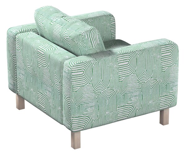 Potah na křeslo IKEA Karlstad, krátký barva zelená látka pletený vzor, vzorované