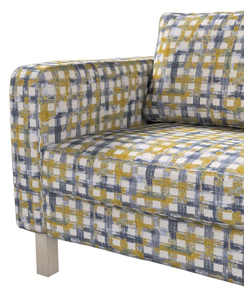 Potah na křeslo IKEA Karlstad, krátký barva modrá látka pletený vzor, vzorované