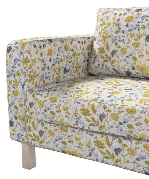 Potah na křeslo IKEA Karlstad, krátký barva žlutá látka pletený vzor, vzorované