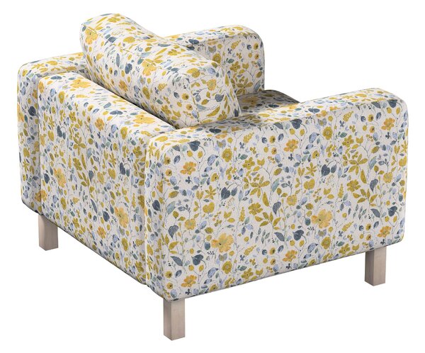 Potah na křeslo IKEA Karlstad, krátký barva žlutá látka pletený vzor, vzorované
