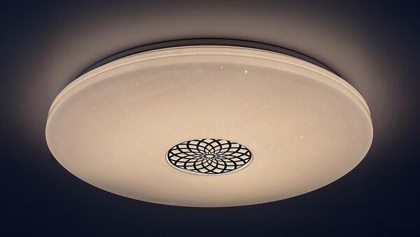 Rabalux 5365 LED stropnice Ophelia 1x40W | 3200lm | 3000-6500K | RGB - stmívatelné, dálkové ovládání, časovač, noční osvětlení, Wi-Fi, hvězdný efekt, chrom, bílá