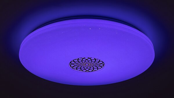 Rabalux 5365 LED stropnice Ophelia 1x40W | 3200lm | 3000-6500K | RGB - stmívatelné, dálkové ovládání, časovač, noční osvětlení, Wi-Fi, hvězdný efekt, chrom, bílá