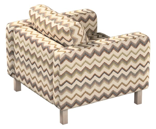 Potah na křeslo IKEA Karlstad, krátký barva béžová látka pletený vzor, vzorované