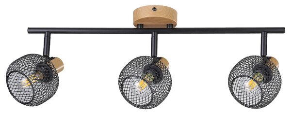 Rabalux 3129 přisazené stropní bodové svítidlo Grendel 3x40W | E14 - dřevo, černá