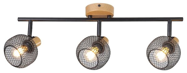 Rabalux 3129 přisazené stropní bodové svítidlo Grendel 3x40W | E14 - dřevo, černá