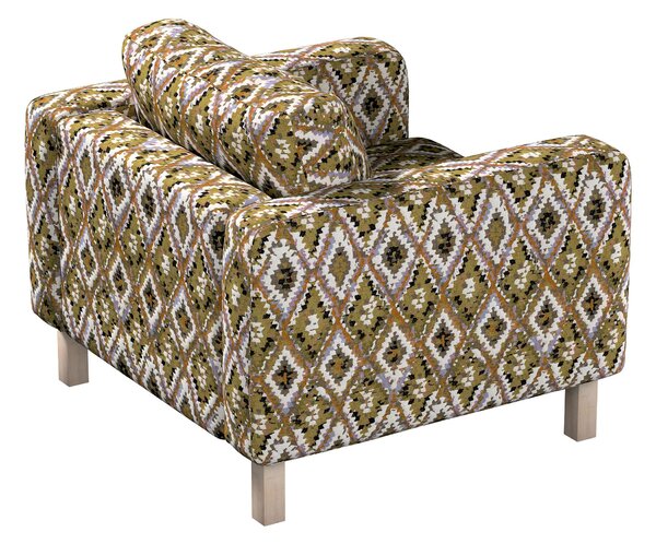 Potah na křeslo IKEA Karlstad, krátký barva vícebarevná látka pletený vzor, vzorované