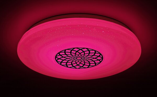 Rabalux 5364 LED stropnice Ophelia 1x24W | 2000lm | 3000-6500K | RGB - stmívatelné, dálkové ovládání, časovač, noční osvětlení, Wi-Fi, hvězdný efekt, chrom, bílá