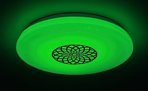 Rabalux 5364 LED stropnice Ophelia 1x24W | 2000lm | 3000-6500K | RGB - stmívatelné, dálkové ovládání, časovač, noční osvětlení, Wi-Fi, hvězdný efekt, chrom, bílá