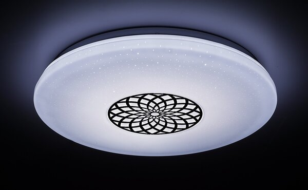 Rabalux 5364 LED stropnice Ophelia 1x24W | 2000lm | 3000-6500K | RGB - stmívatelné, dálkové ovládání, časovač, noční osvětlení, Wi-Fi, hvězdný efekt, chrom, bílá