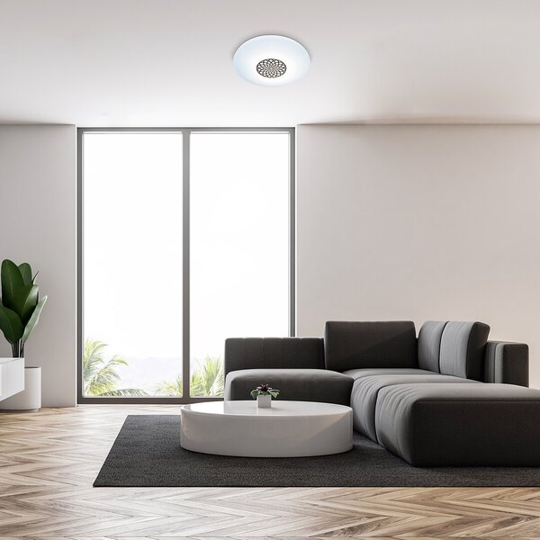 Rabalux 5364 LED stropnice Ophelia 1x24W | 2000lm | 3000-6500K | RGB - stmívatelné, dálkové ovládání, časovač, noční osvětlení, Wi-Fi, hvězdný efekt, chrom, bílá