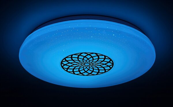 Rabalux 5364 LED stropnice Ophelia 1x24W | 2000lm | 3000-6500K | RGB - stmívatelné, dálkové ovládání, časovač, noční osvětlení, Wi-Fi, hvězdný efekt, chrom, bílá
