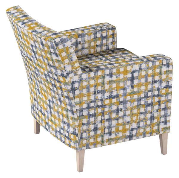 Potah na křeslo IKEA Karlstad barva modrá látka pletený vzor, vzorované