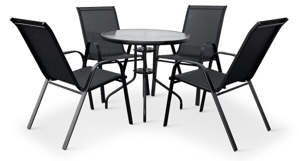 Zahradní jídelní set Capri 80cm + 4x kovová židle Ramada