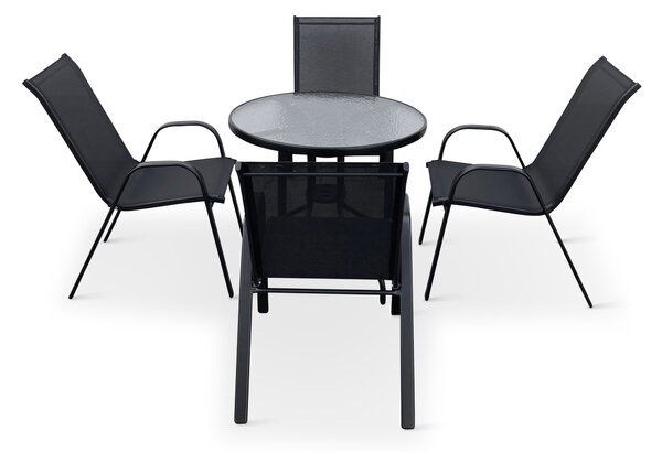 Zahradní jídelní set Capri 80cm + 4x kovová židle Ramada