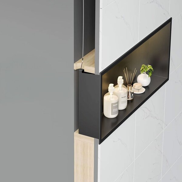 VESTAVNÁ KOUPELNOVÁ POLICE LED 30x45 black