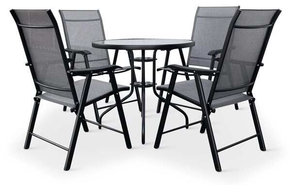 Noela Zahradní jídelní set Capri 80cm + 4x kovová židle Solano