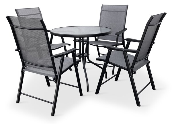 Noela Zahradní jídelní set Capri 80cm + 4x kovová židle Solano