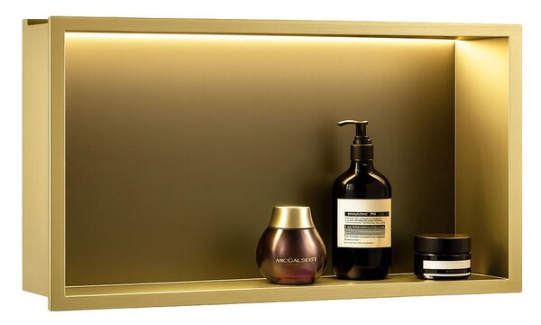 VESTAVNÁ KOUPELNOVÁ POLICE LED 30x60 brush gold